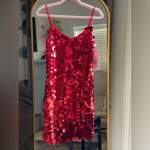 Theia Red Sequin Mini Dress